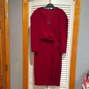 Fashion Nova Red Ribbed Sheath Dress with Bateau Neckline